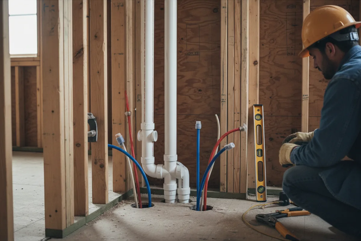 Drain and supply rough-in during Toilet Repair and Installation in Indianola